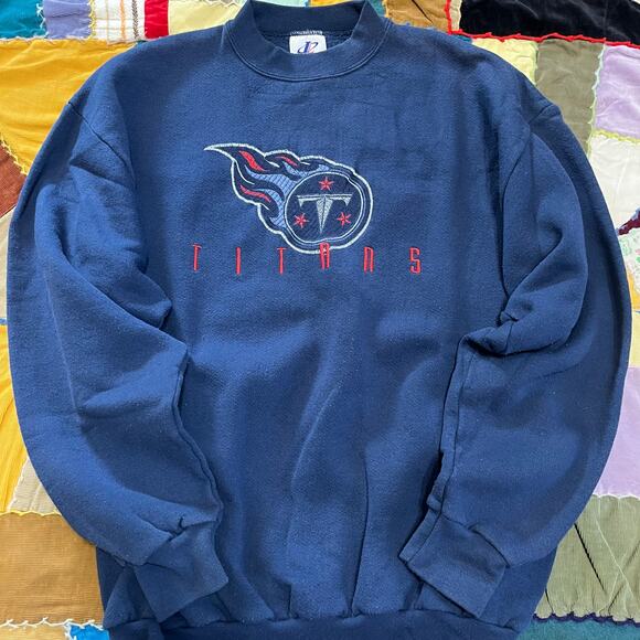 Vintage Logo Athletics Tennessee Titans Navy Blue Crewneck Large - Picture 1 of 6